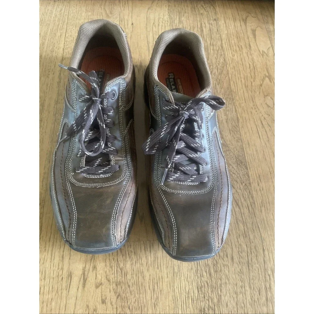 Mens Leather Sketchers Lace Up Casual Shoes Size 13